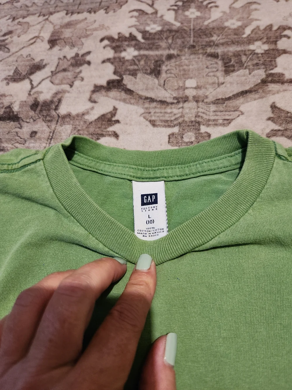 GAP Lime Green Short Sleeve Tee with Small Orange Logo